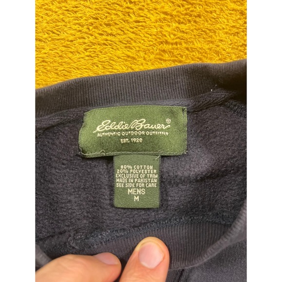 VNTG Eddie Bauer Mens Sweatshirt Crew Neck Pullover Size Medium Navy Blue 1920 - Picture 8 of 11